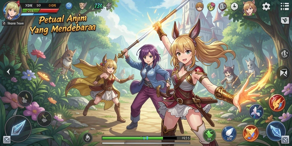 Tangkapan layar gameplay 73K yang menarik dan penuh aksi.