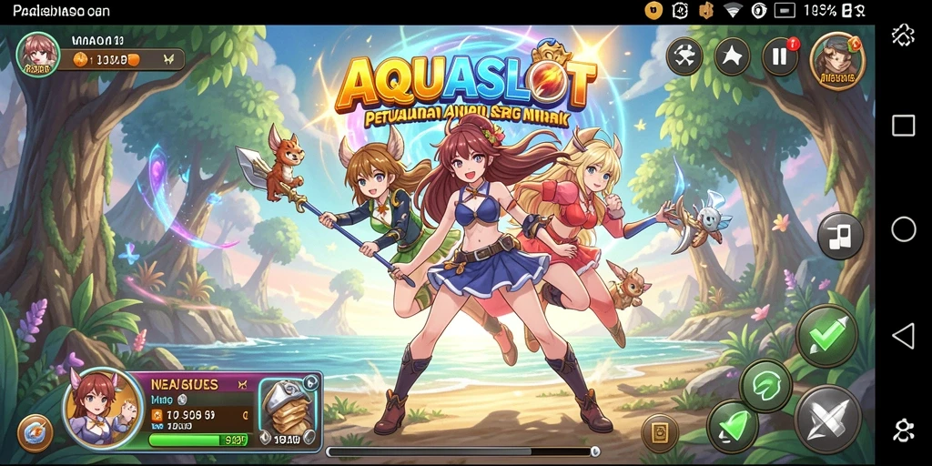 Tampilan gameplay menarik dari <strong>AQUASLOT</strong> dengan karakter Anime yang memukau.