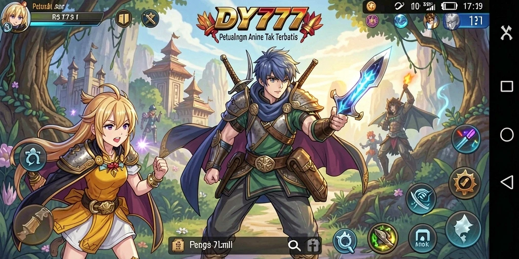 Tampilan gameplay menarik dari DY777 dengan karakter anime beraksi.