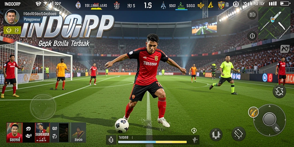 Penggambaran gameplay menarik dalam <strong>INDORP</strong> dengan aksi sepak bola yang seru.