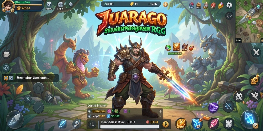 Tampilan gameplay JUARAGO yang epik dan seru di dunia RPG.