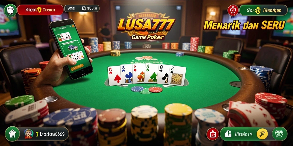 Tampilan screenshot LUSA777 saat bermain poker dengan teman-teman.