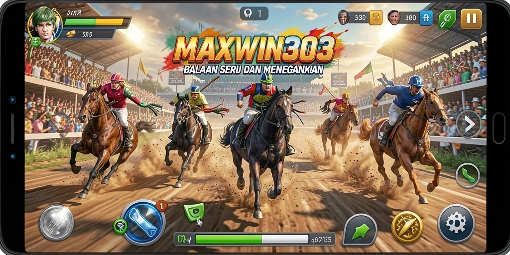 Screenshot gameplay menampilkan balapan seru di trek yang menantang.