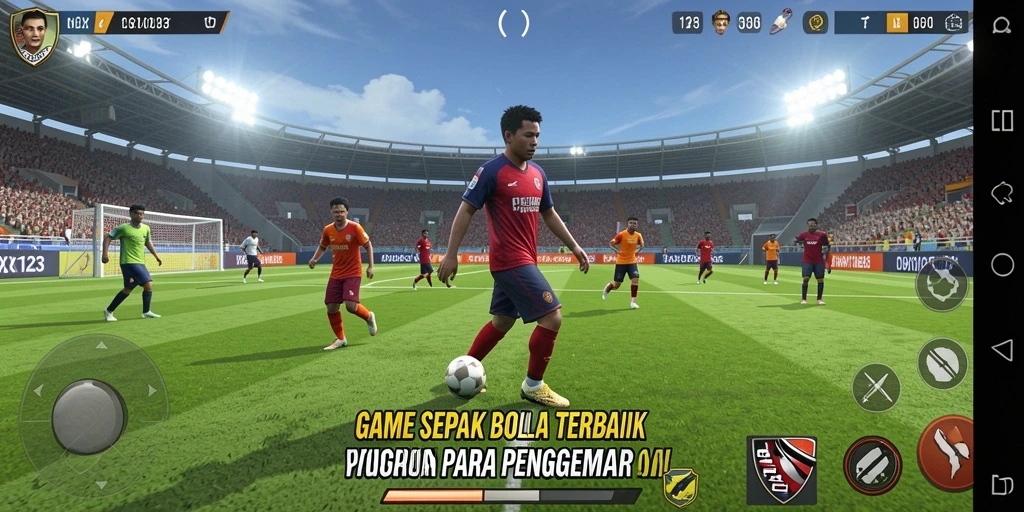 Tampilan gameplay <strong>NOX123</strong> saat pertandingan sengit di lapangan sepak bola.