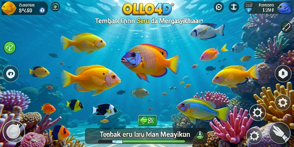 Tampilan gameplay OLLO4D dengan ikan berwarna-warni yang menarik.