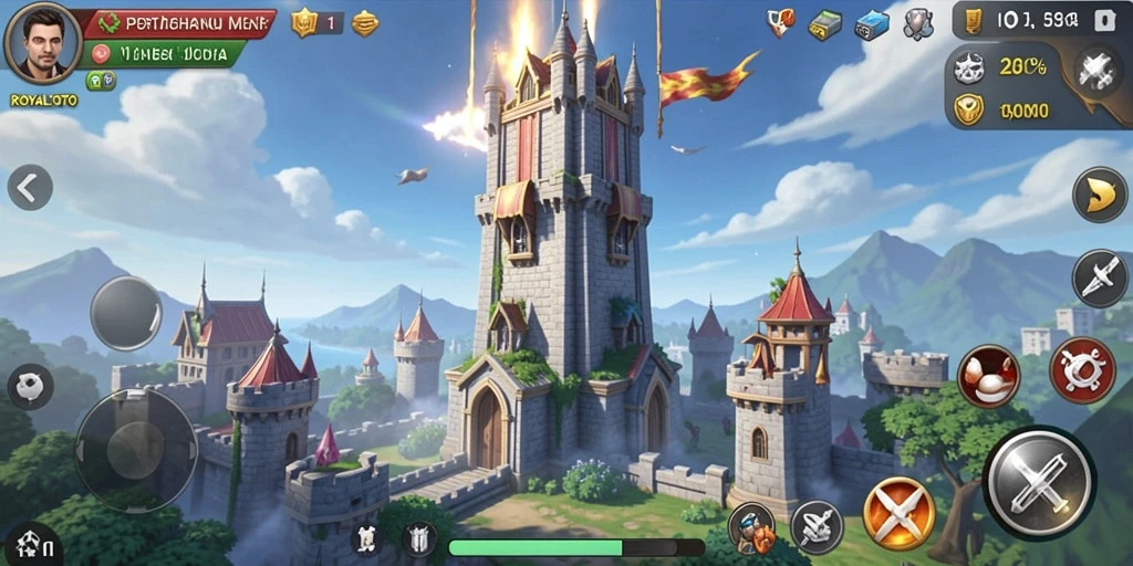 Tampilan gameplay menegangkan dalam ROYALTOTO Tower Defense.